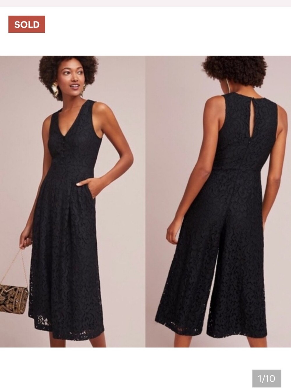 Anthropologie Moulinette Soeurs Jaeda Lace Jumpsuit US 12 Large Uk 16 Black